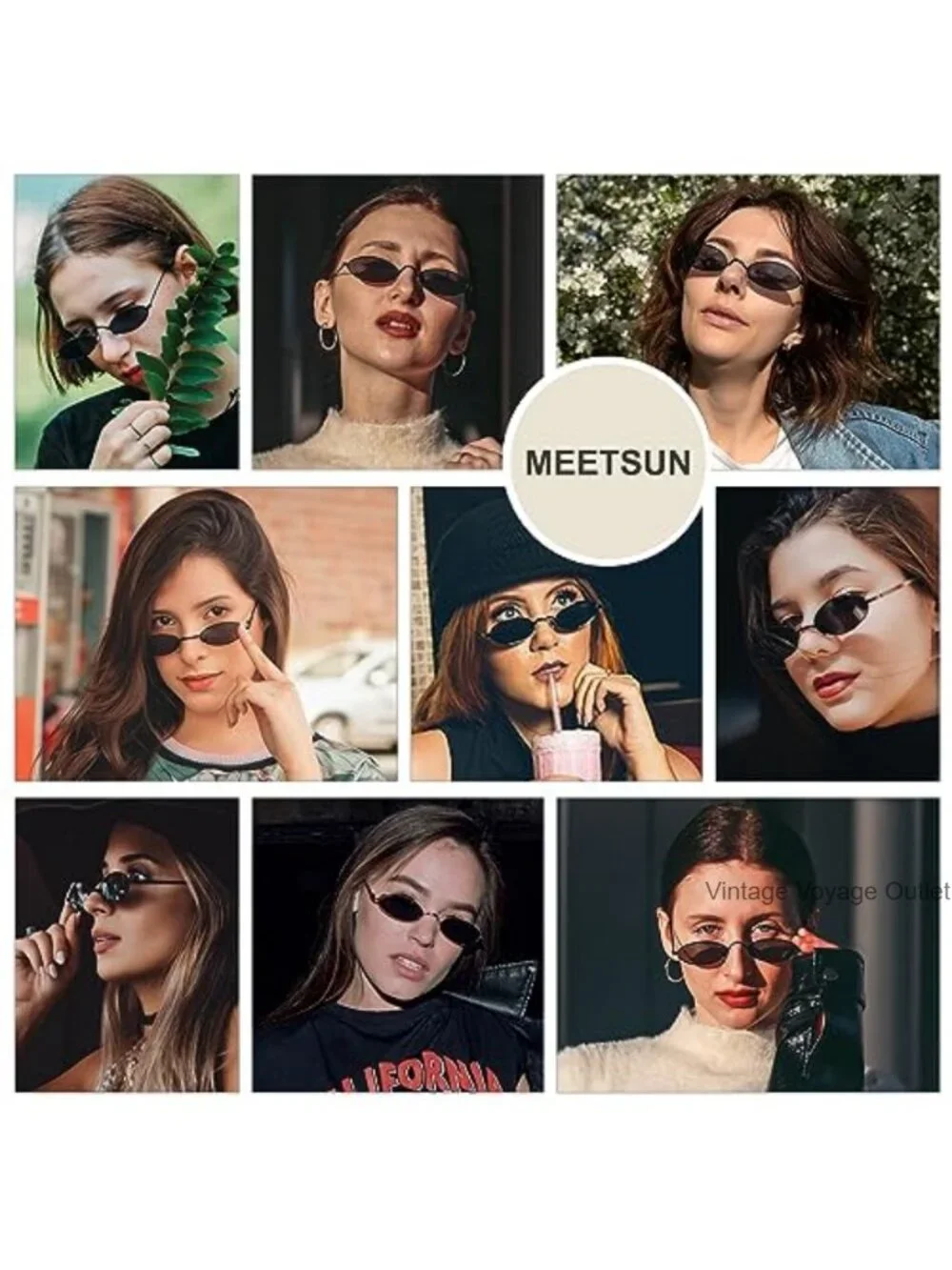 Retro 90s Small Oval Sunglasses Women Men Metal Frame
